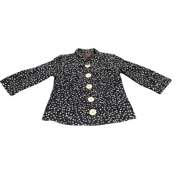 Multiples Navy and White Polka Dot Jacket w/Large Buttons Women's Size Small EUC - Picture 2 of 8